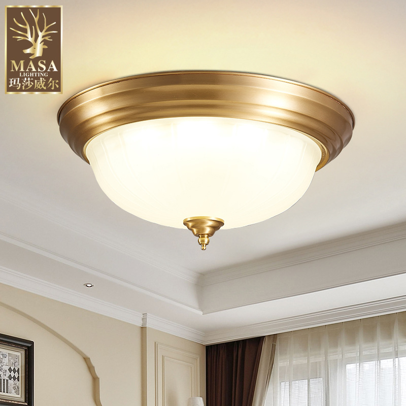 All copper European ceiling lamp living room study bedroom led lamp simple modern American porch aisle entrance lamps
