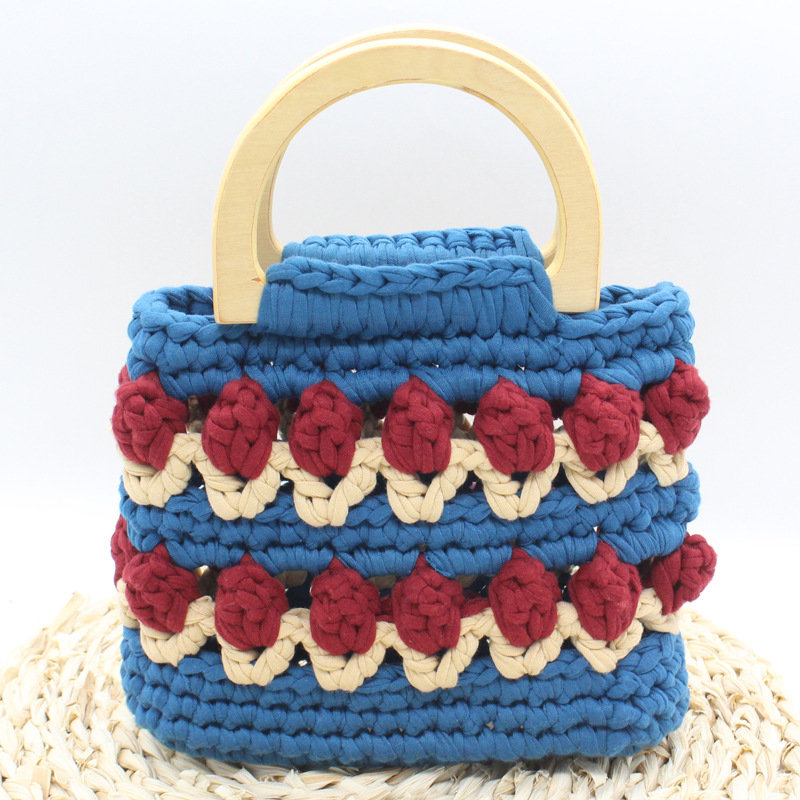 Línea de tela de bricolaje tejida a mano Bolso de tulipán Bolso de material Bolso para novias generosas y dulces