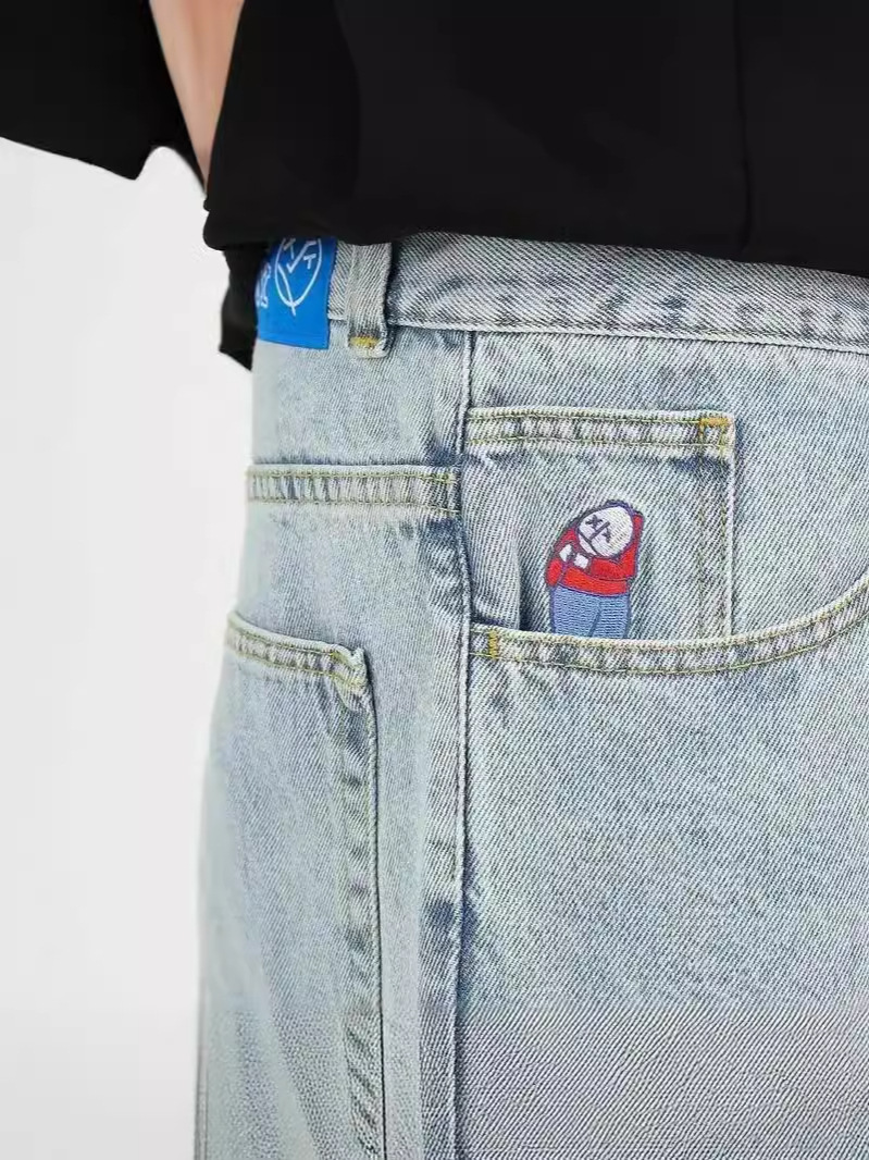 American Polar Big Boy Street Vintage Hip Hop Bordado Jeans para hombre Moda casual Jeans de todo fósforo