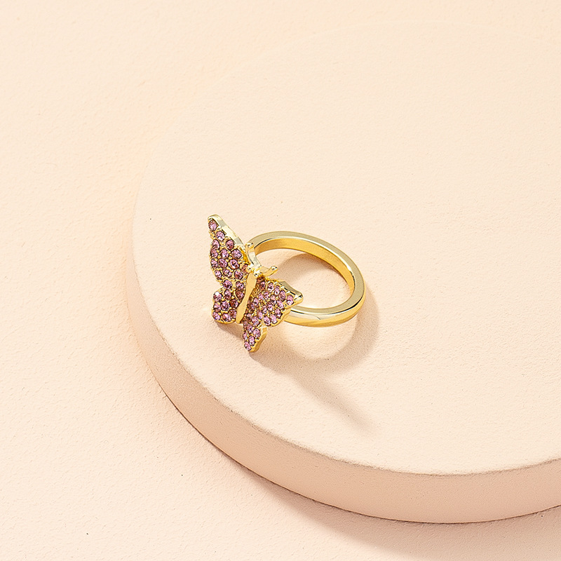 wholesale jewelry simple diamond butterfly ring Nihaojewelry