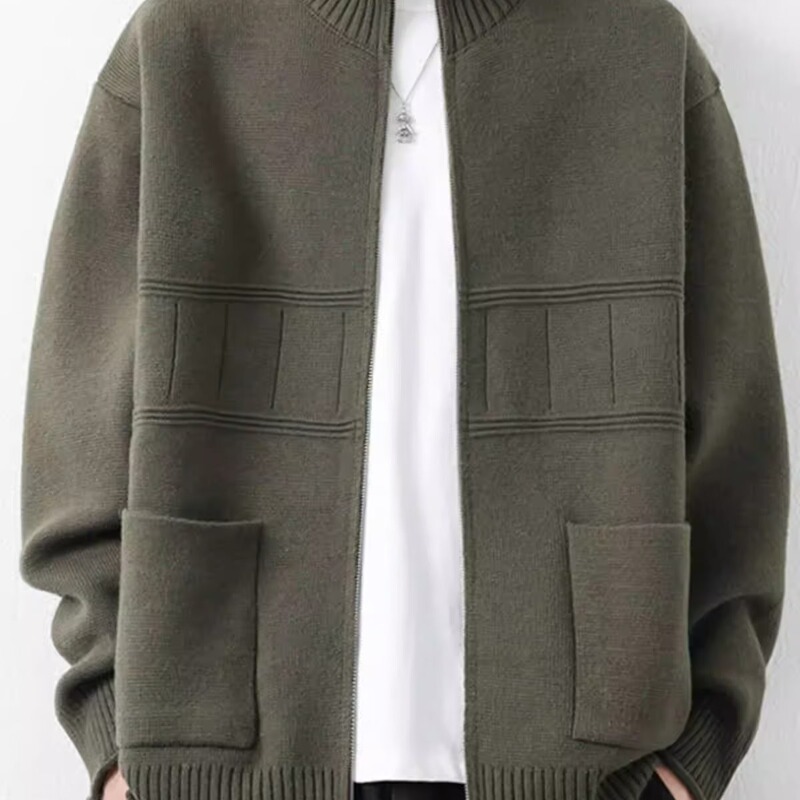 Cardigan Collar Loose Jacket Men's Spring and Autumn New Simple Trendy Brand Sense Casual Jacket Knitted Sweater