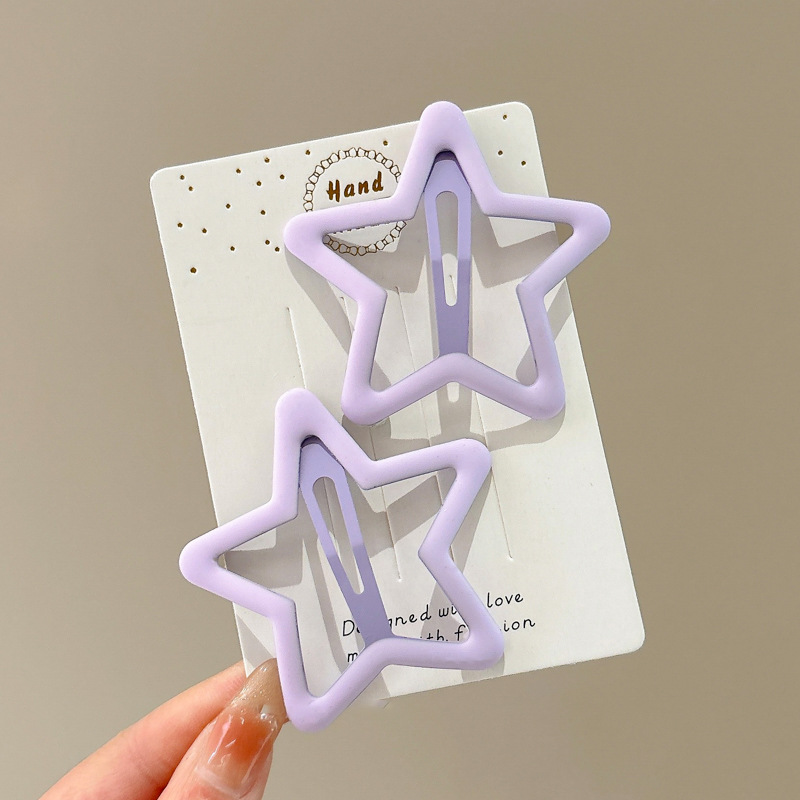 4#Purple five-pointed star hollow BB clip 2-piece set-6cm frosted