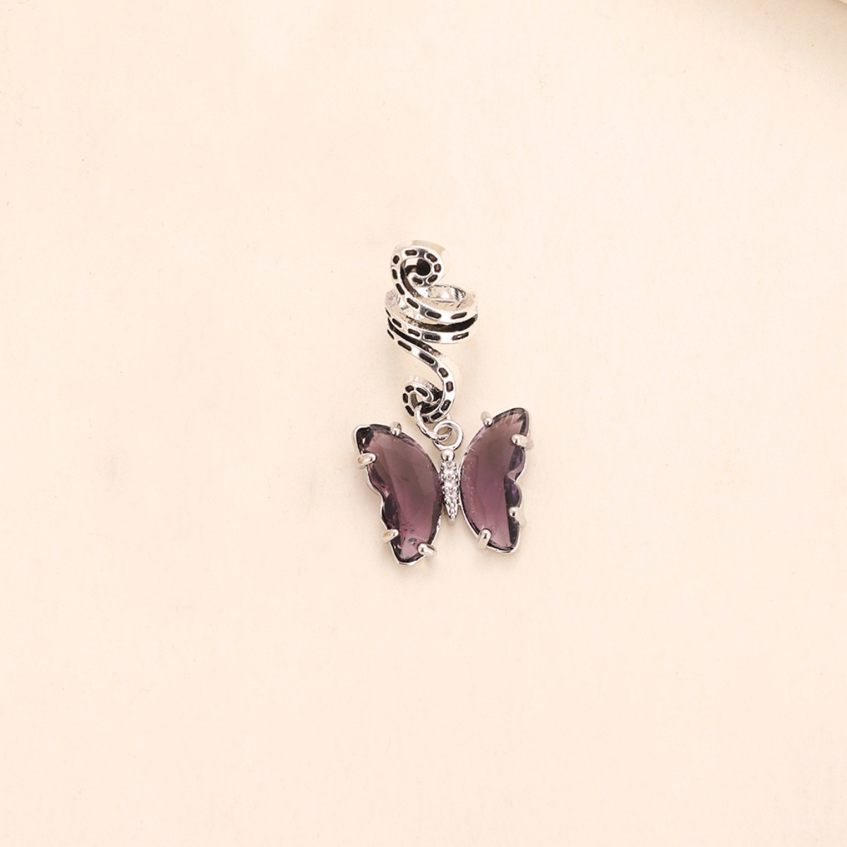 Red famoso nuevo anillo de pelo de trenza sucia personalidad hip hop colgante de cristal mariposa anillo de pelo de moda cool girl tocado para el pelo