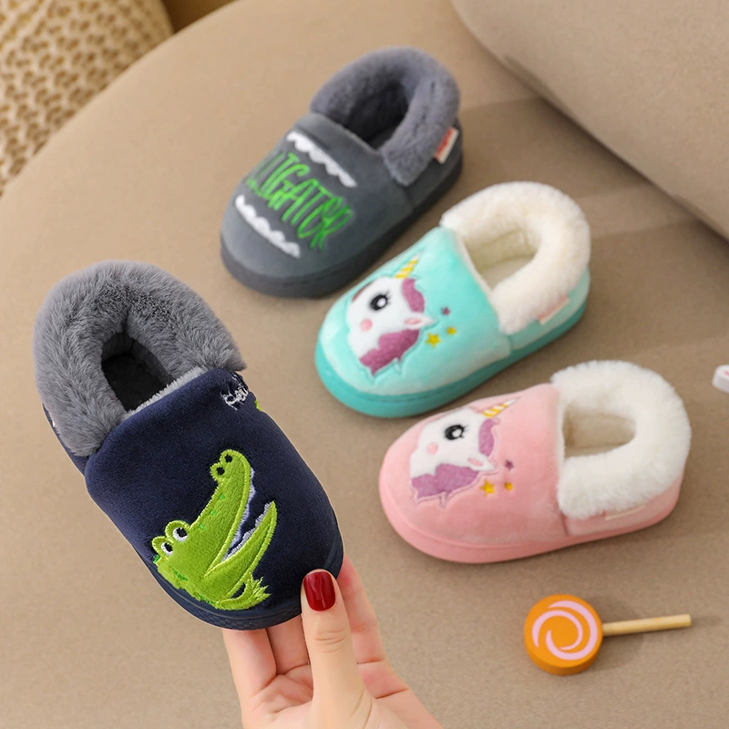 Детские зимние cartoon shoes, нескользящие тёплые тапочки для дома