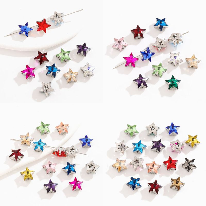 手縫い五芒星爪ドリルガラスクリスタル手縫いドリル DIY ファンタジー爪ドリル素材ホワイト K 穴付きドリルアクセサリー|undefined