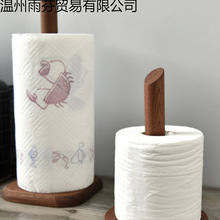 设计兔乌檀实木质立式厨房纸巾架子家用卷纸收纳架置物架免打孔云