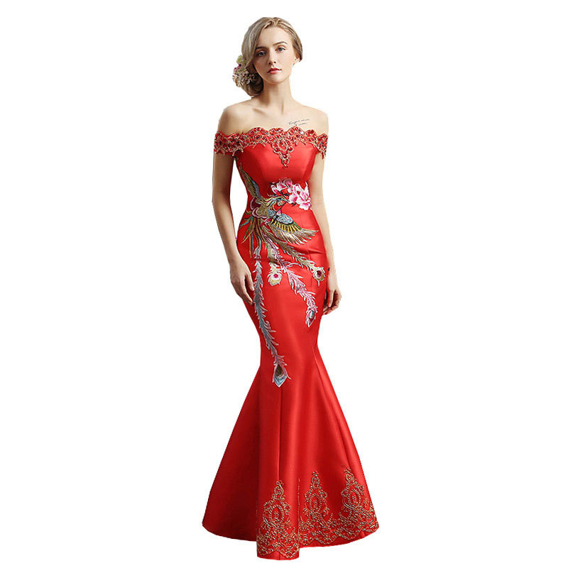Vestido de noche estilo sirena con encaje, sin hombros, elegante y estilizador, para comercio exterior europeo y americano, Amazon, AliExpress, Wish.