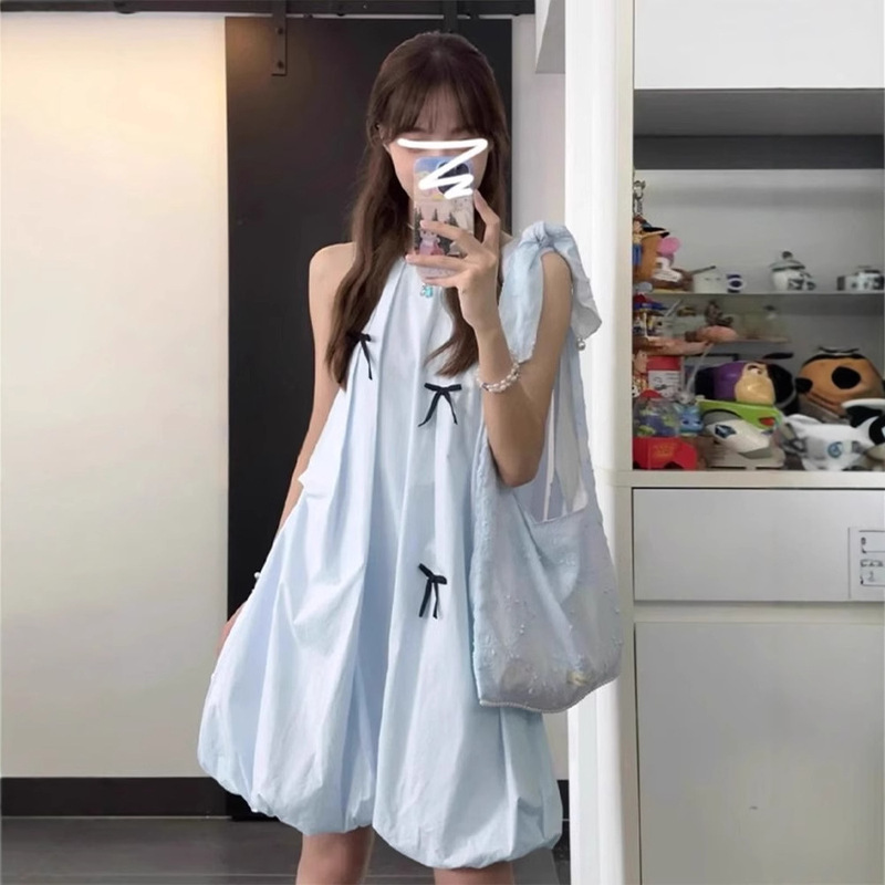 Niche Designer Blue Sleeveless Vest Dress 2025 New Summer Women's Small Height Dress