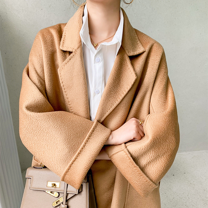 max water ripple double-sided cashmere overcoat Women's Mid-length loose Korean style lace-up wool woolen overcoat women's overcoat max water ripple double-sided cashmere overcoat Women's Mid-length loose Korean style lace-up wool woolen overcoat women's overcoat