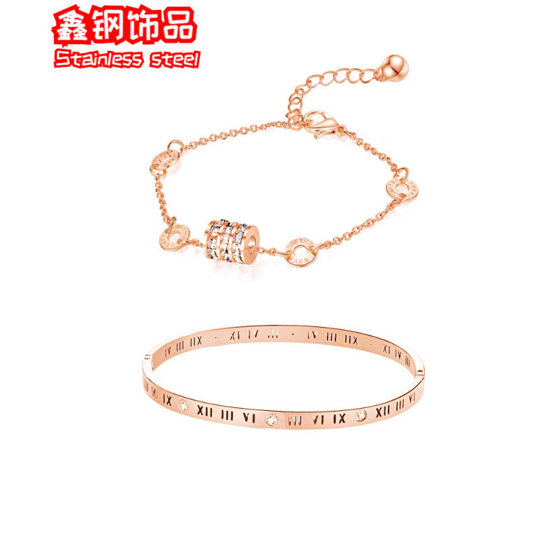 Rome Small Man Waist Bracelet Cross-border Hot Selling Women's Stainless Steel Fashion Explosions Stacked Bracelet Color-free Bracelet Rome Small Man Waist Bracelet Cross-border Hot Selling Women's Stainless Steel Fashion Explosions Stacked Bracelet Color-free Bracelet