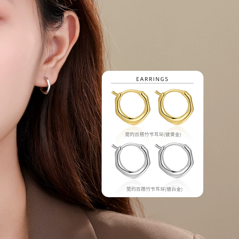 Small earrings, silver 925 sample, simple and elegant design, light luxury style, high-quality style