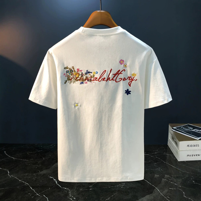 High-End Quality Thin Embroidered T-Shirt for Men 2026 New Summer Short-Sleeved Clothing Half-Sleeved Round Neck Trendy Brand T-Shirt High-End Quality Thin Embroidered T-Shirt for Men 2026 New Summer Short-Sleeved Clothing Half-Sleeved Round Neck Trendy Brand T-Shirt