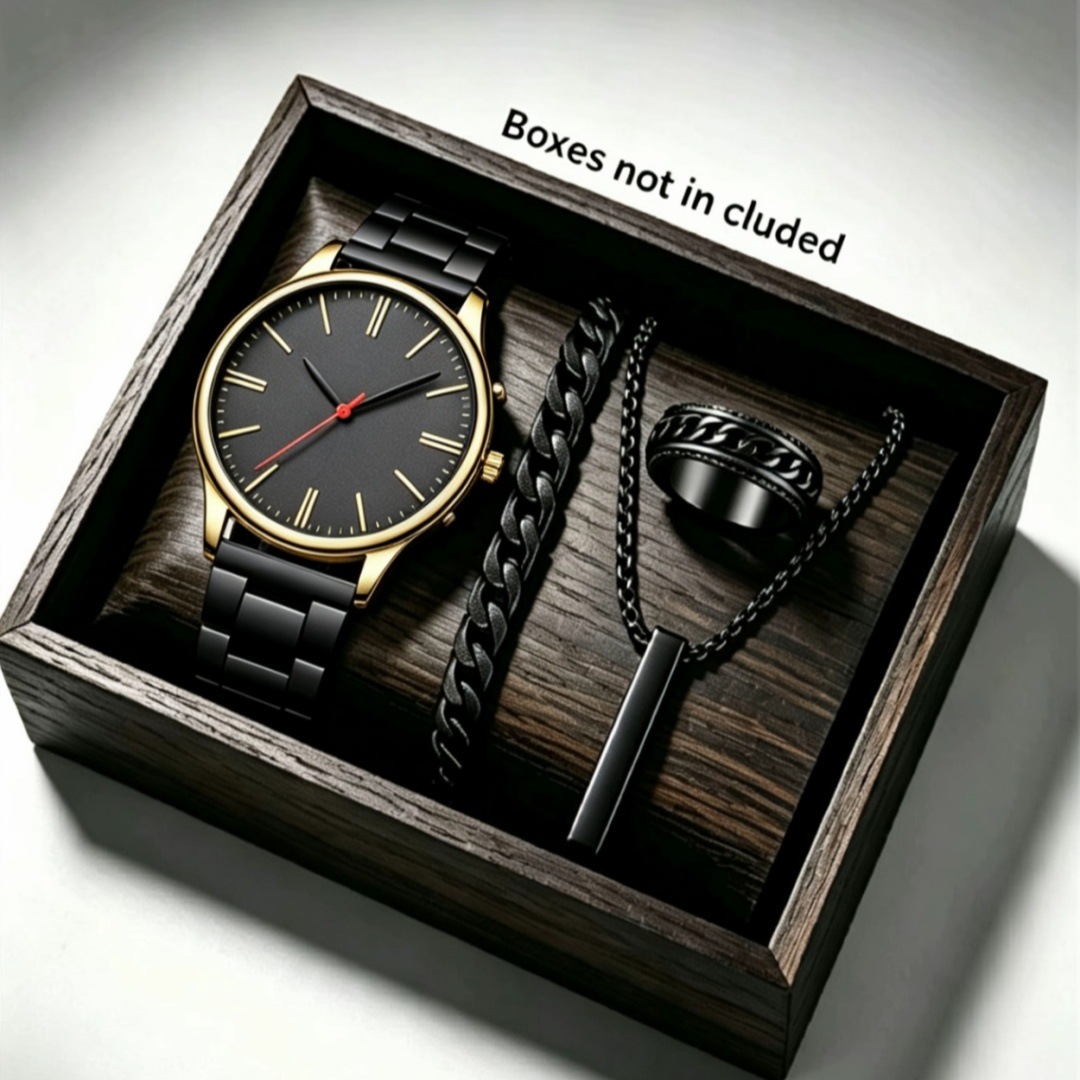 Calendario de moda clásica de moda de hombre al por mayor reloj de pulsera reloj de correa de acero reloj de negocios conjunto transfronterizo