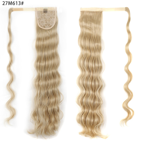 European and American wig ponytail for women, egg roll Velcro wig ponytail, BODY long curly hair, Velcro high ponytail
