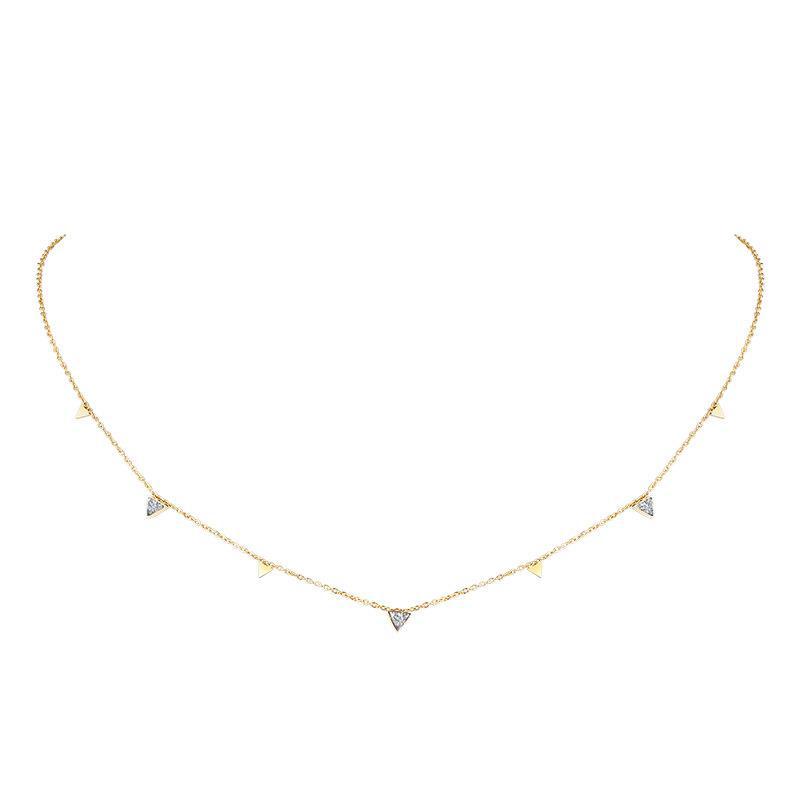 4g Weight Wholesale Jewelry Fashion Geometric 201 Stainless Steel Zircon Gold Plated Stainless Steel Necklaces