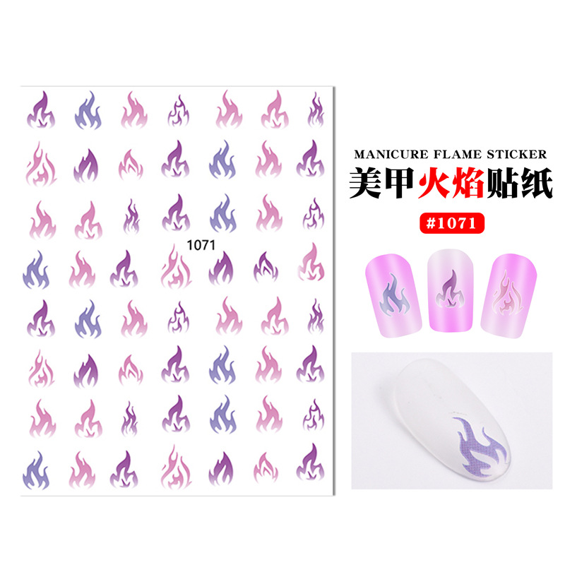 Cross-border exclusivo nuevo color mágico de uñas llama pegatinas ultra-delgado con estilo adhesivo ins multi-color llama uñas pegatinas