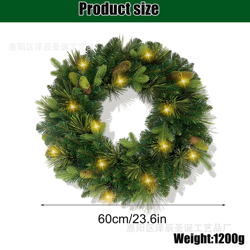 Zechen クロスボーダー人気のクリスマス装飾植毛ガーランド籐ドア吊り窓暖炉小道具アレンジメント|undefined