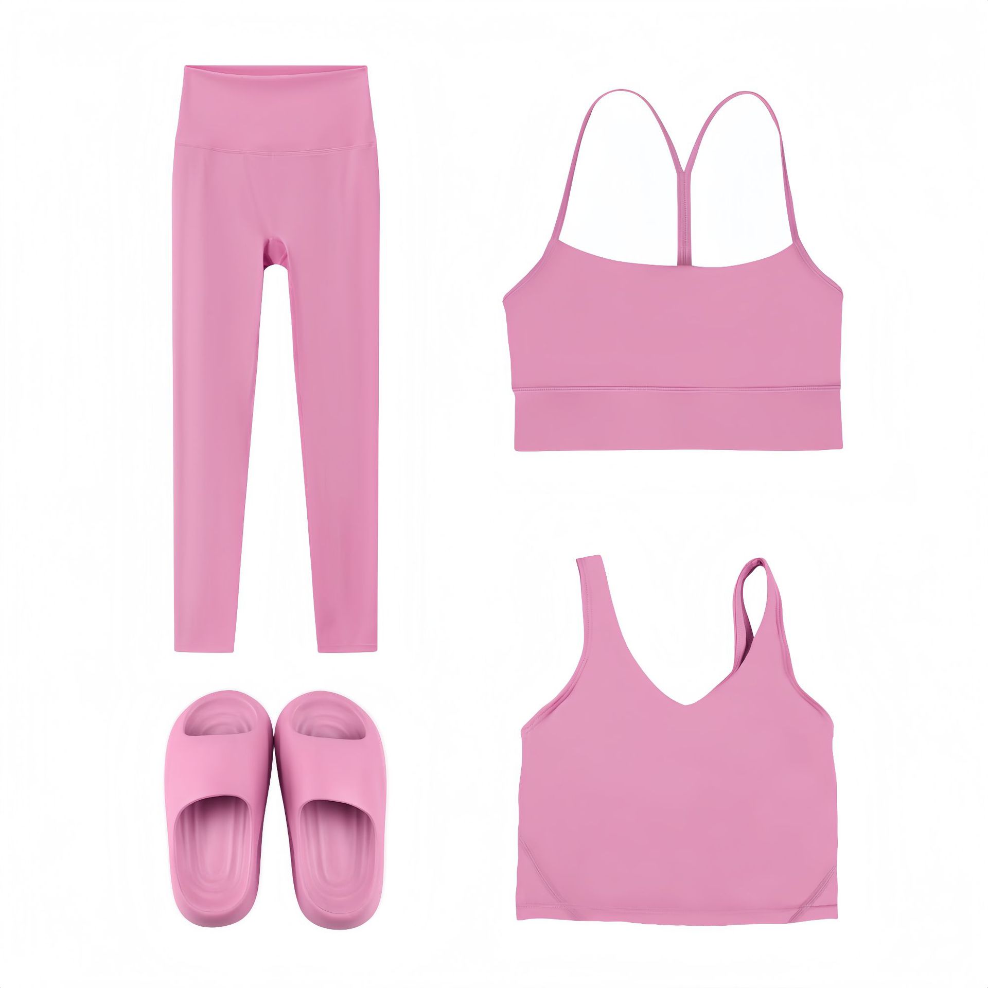 4-delige sportset dames elastische nylon gym en lounge kleding_voghion.com