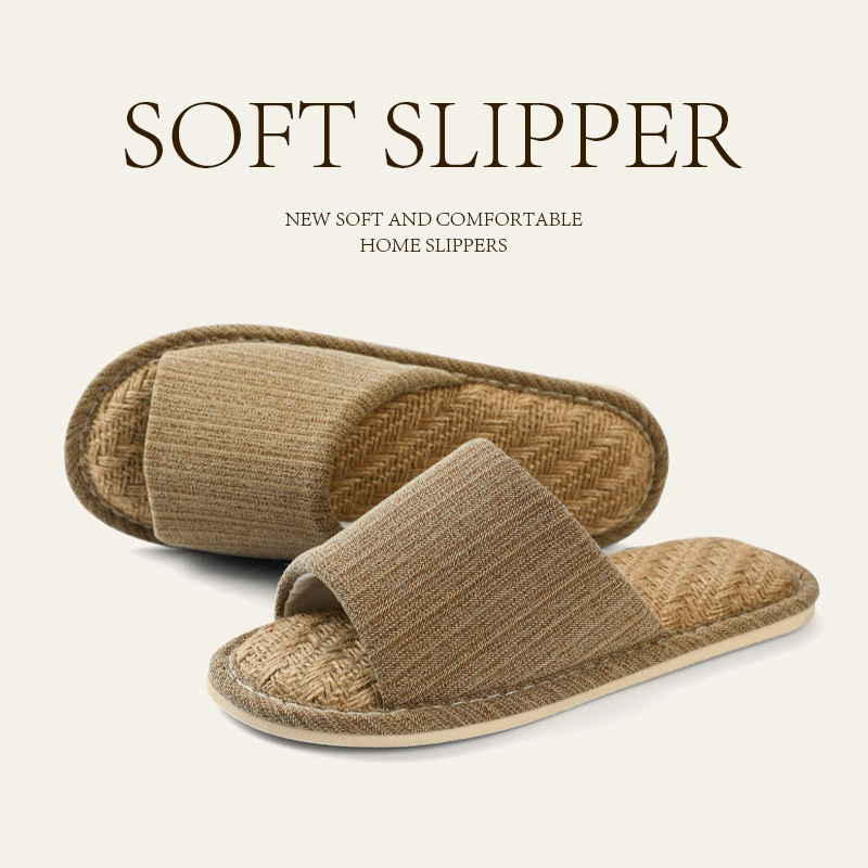 Ламповские льняные тапочки мужской летний крытый домашний деревянный пол противоскользящий прохладный дышащий хлопок большой размер тапочки