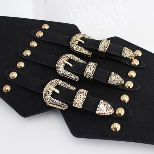 Retro fashion elastic wide girdle women's elastic waistband dress shirt decorative waist skirt belt available in two colors