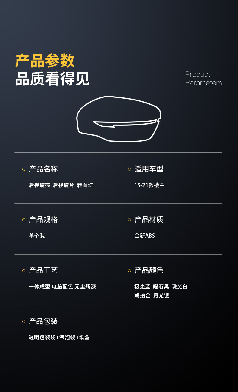 Suitable for 15-21 Models of Luan Rearview Mirror Reversing Mirror Housing Luan Rearview Mirror Housing Turn Signal Reflective Lens