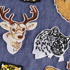 Computer embroidery patch cross-border e-commerce supply patch chest pin animal clothing accessories fabric label tiger deer animal