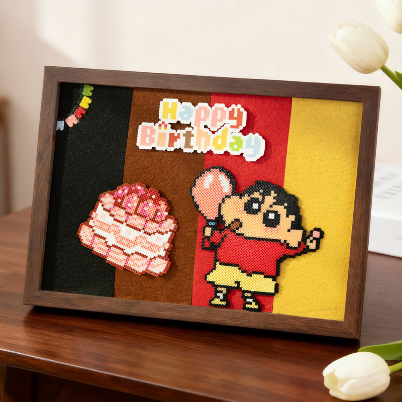 Trendy Bead Art Photo Frame Display Stand, High-End Artwork Display Frame, A4 Mounted Picture Frame, Decorative Piece, Commemorative Gift, Creative Wooden Frame