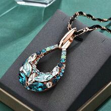 跨境爆款水晶长款毛衣链水滴吊坠时尚百搭女秋冬高级感项链配饰品