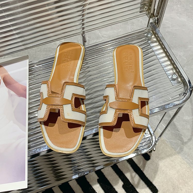 2024 Fashion Women's Flat Bottom Slippers for Casual Outwear Fashion One Line Slippers Beach Shoes_voghion.com
