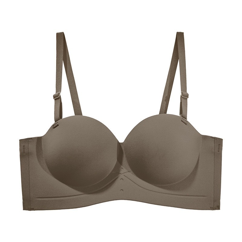 Media taza de ropa interior las mujeres pequeño pecho push up big pecho inalámbrico contracción invisible sujetador sin costuras cómodo expansión exterior
