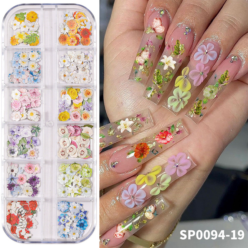 2025 Cross-border New Flower Wood Pulp Patch Nail Art Jewelry Butterfly Color Flower DIY Nail Decoration Patch 2025 Cross-border New Flower Wood Pulp Patch Nail Art Jewelry Butterfly Color Flower DIY Nail Decoration Patch