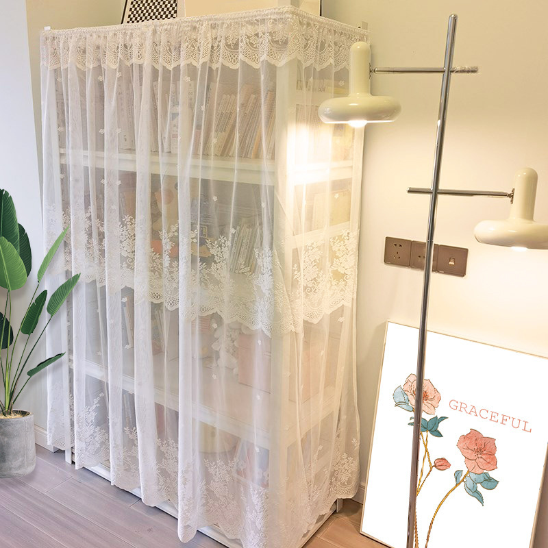 Lace Gauze Curtain Dust-Proof Curtain Velcro Cabinet Storage Rack Short Curtain Small Window Curtain Korean Pastoral Half Curtain