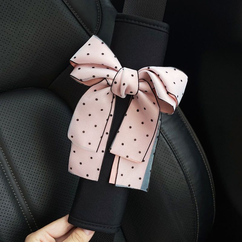 Summer Car Seat Belt Shoulder Cover Cute Goddess Bow Extended Anti-strangle Pair Internet Celebrity Car Interior Accessories