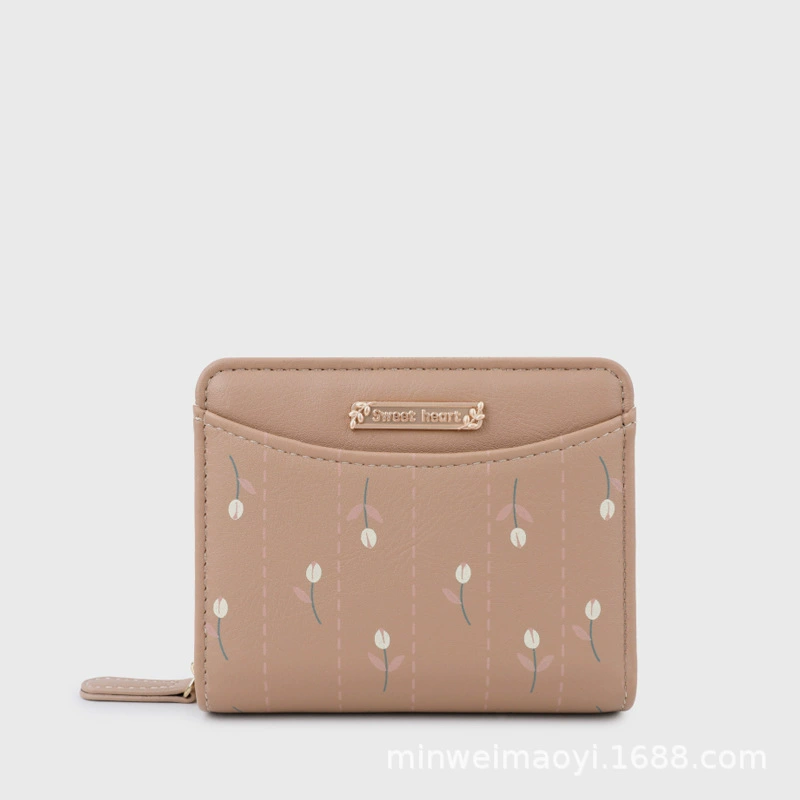 Card Holder Small Wallet Organizer Bag, Floral Pattern, Compact 11×3×9 cm