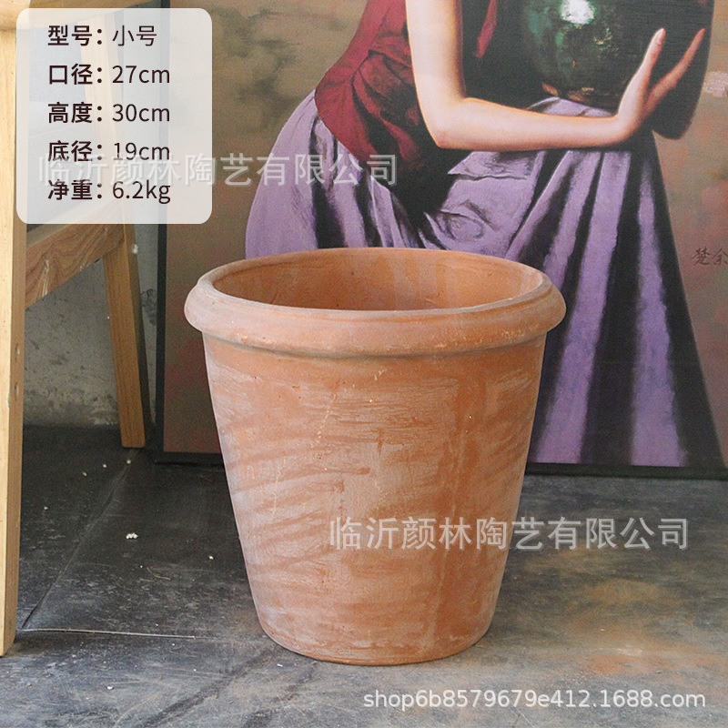 Suministro y exportación de maceta de gran tamaño, maceta de árboles, maceta de cerámica roja, jardín retro, maceta de paisaje rural estadounidense