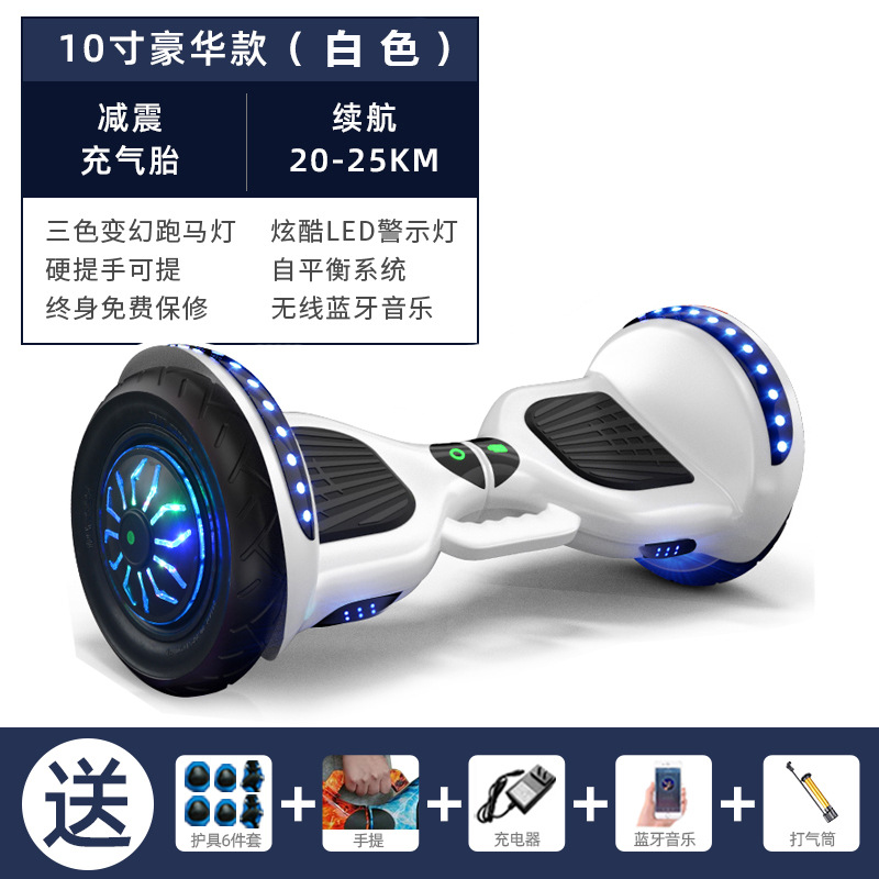 Coche de equilibrio para niños de 7 pulgadas Coche de oscilación de dos ruedas para adultos para niños Bluetooth caballo corriendo Luz Coche de equilibrio eléctrico para niños