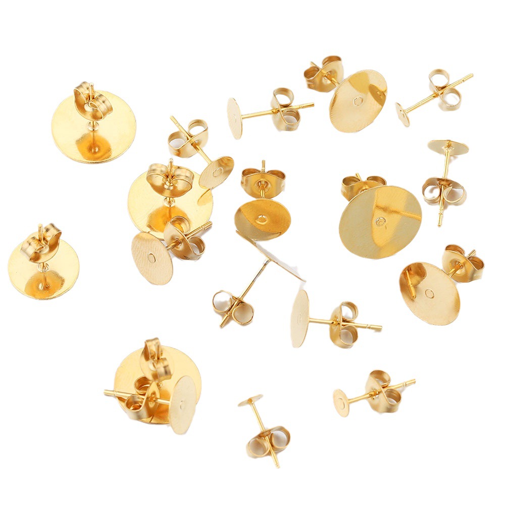 Pendientes de acero inoxidable pendientes en blanco trasero pin DIY pendientes que hacen suministros tapones para los oídos accesorios de la joyería al por mayor