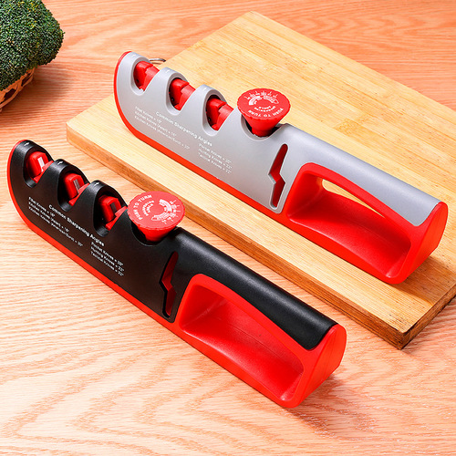 New four-stage knife sharpener, plastic base multi-function quick knife sharpener, adjustable knife sharpener, kitchen knife sharpener
