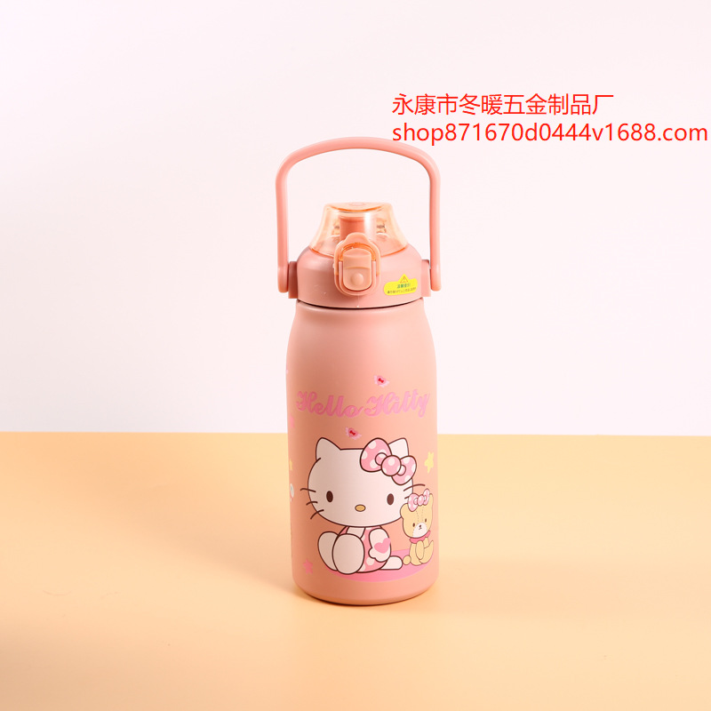 Cruzar la frontera caliente de gran capacidad olla grande de acero inoxidable taza de aislamiento elástico tapa olla portátil con paja taza de agua al aire libre