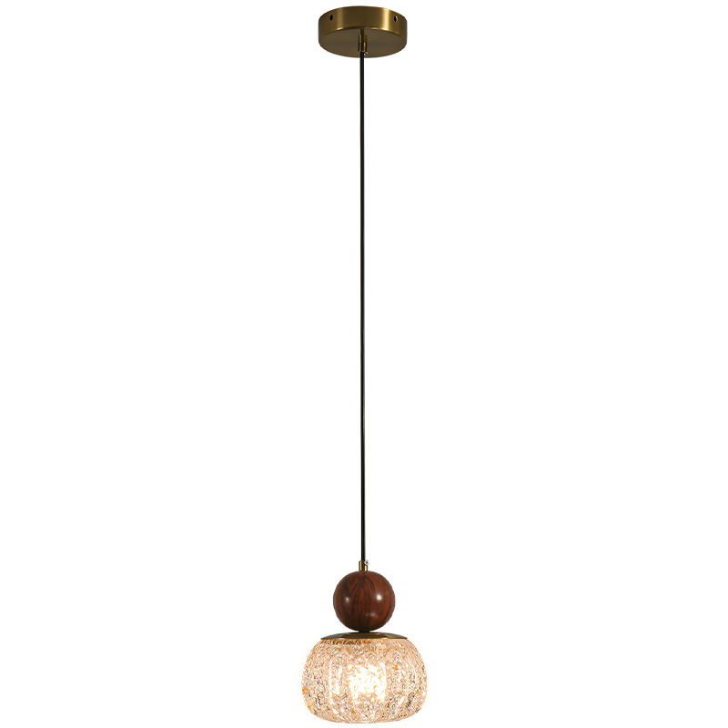 Lámpara de Araña Colgante de Calabaza L335 de Madera y Resina con Luz Tricolor para Dormitorio y Comedor