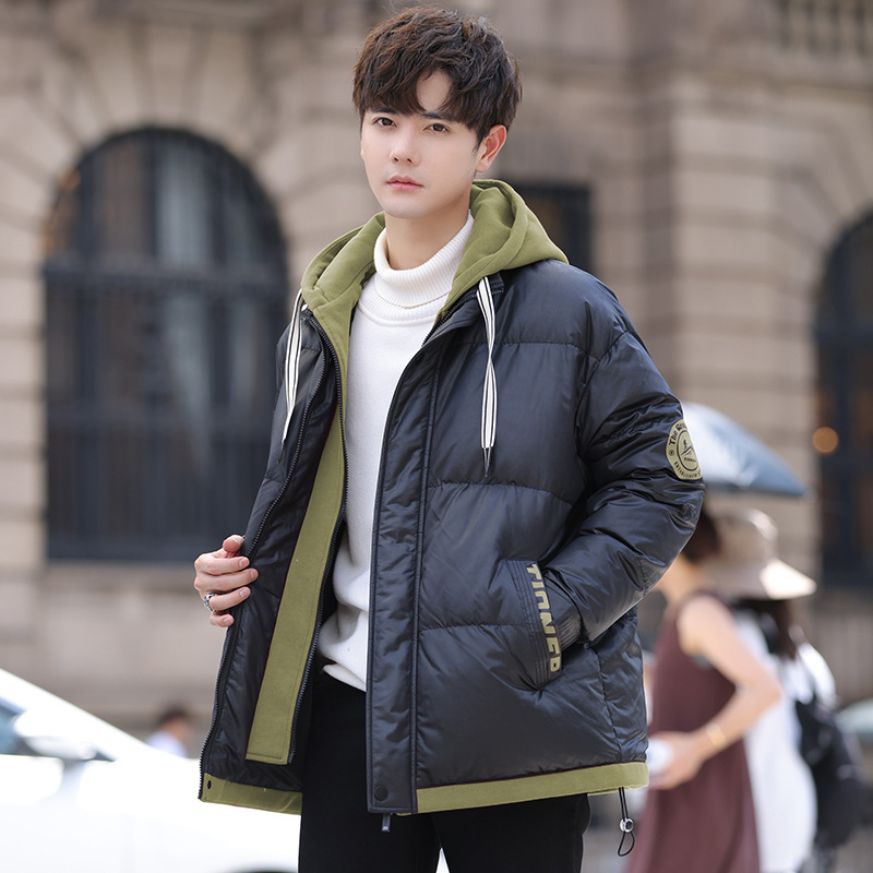Winter 13 teenagers fake two-piece cotton-padded coat 12-year-old boy junior high school student 14 cotton-padded jacket 15 older children down cotton-padded coat