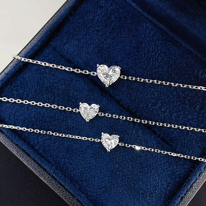 Золотой браслет в форме сердца с бриллиантами 18 карат, белый золотой браслет с искусственными культивированными бриллиантами для женщин, браслет с бриллиантами 1 карат, прямая продажа с фабрики