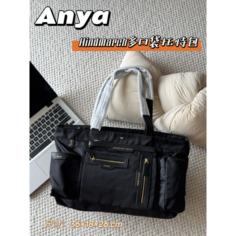 ANYA安雅带标尼龙女包妈咪包英国设计师多功能多口袋手提包单肩包