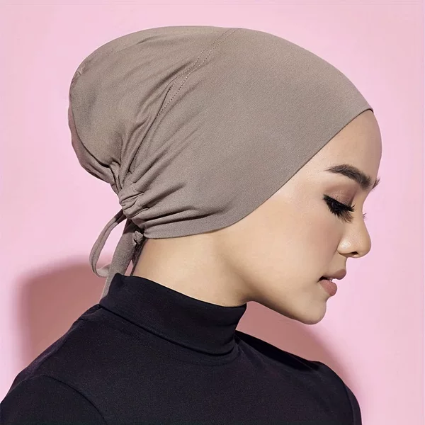 Cross-Border Temu Aliexpress Hot-Selling Modal Mercerized Cotton Elastic Drawstring Base Cap Solid Color Women's Headscarf
