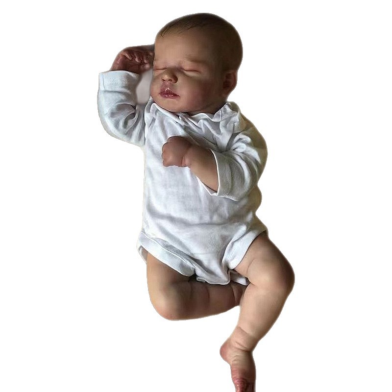 Ventas transfronterizas LULU 20 pulgadas de alta calidad muñeca de renacimiento se puede sentar y acostar pintada a mano abrazadera cerrar los ojos simulación bebé