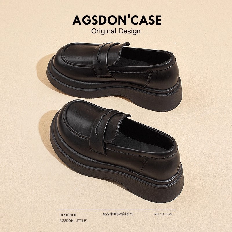 Augu Shi Deng negro Lefour zapatos mujeres 2025 invierno nuevo retro mate zapatos de cuero con zapatos de lana jk