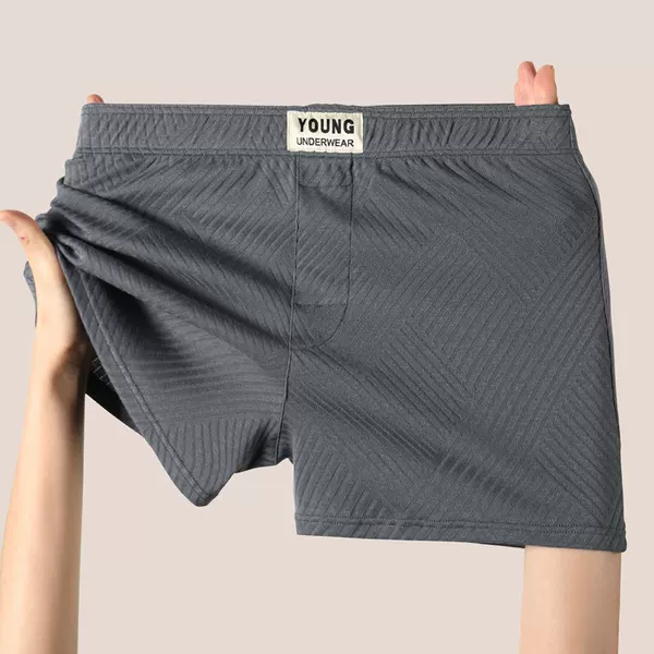 Men's Antibacterial Cotton Boxer Shorts, Solid Color, Loose Fit, Stylish Home Sleepwear, Comfortable