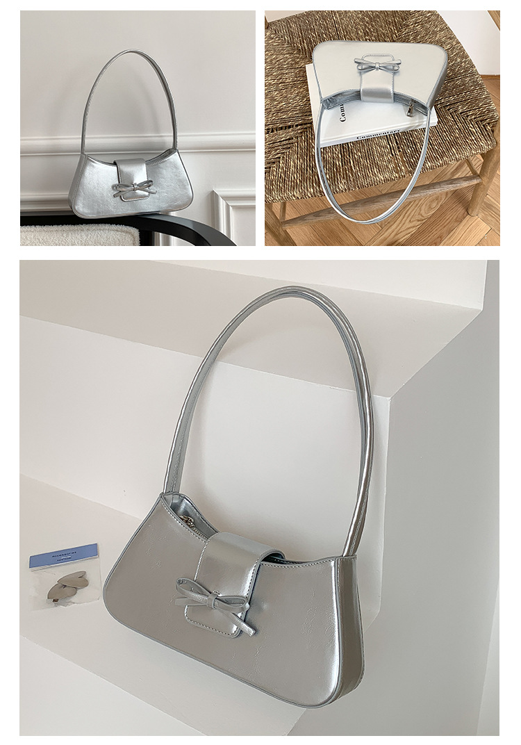 Borsa a tracolla singola rossa da donna 2024, nuova versione coreana, alla moda, minimalista, con fiocco sottobraccio_voghion.com