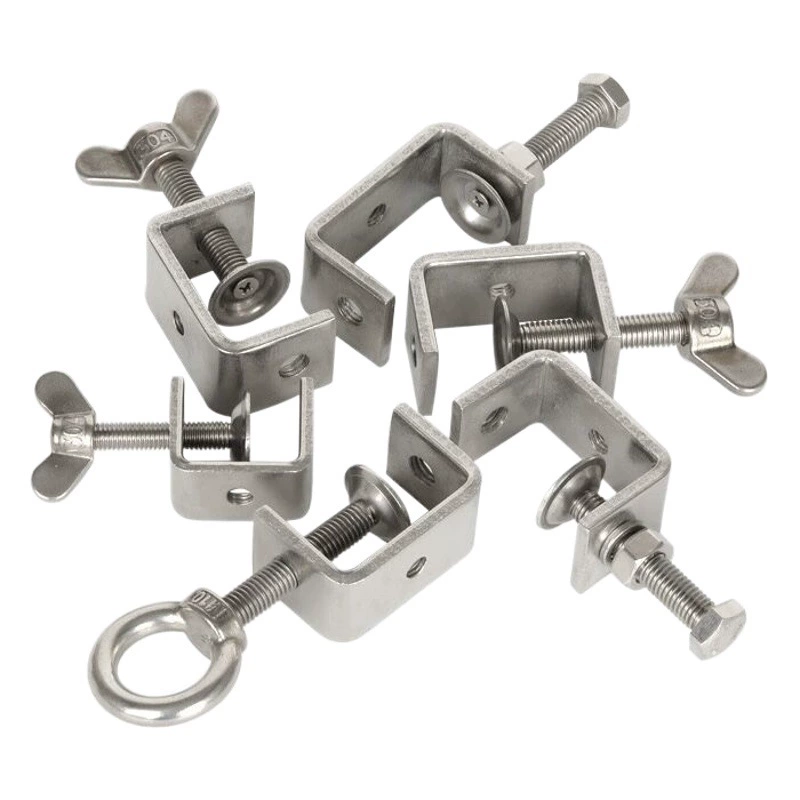304 нержавеющая сталь тигровый Зажим стальной балки зажим подвесной провод стальная труба квадратный C-образный зажим U-образный зажим обруч