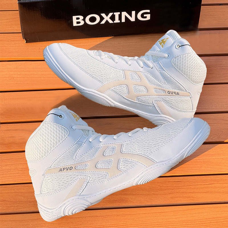 Wrestling Shoes for Men, Professional Fighting Shoes, High-Top Combat Training Shoes, Boxing Shoes, Long Boots, Muay Thai Fitness Sanda Shoes for Men and Women